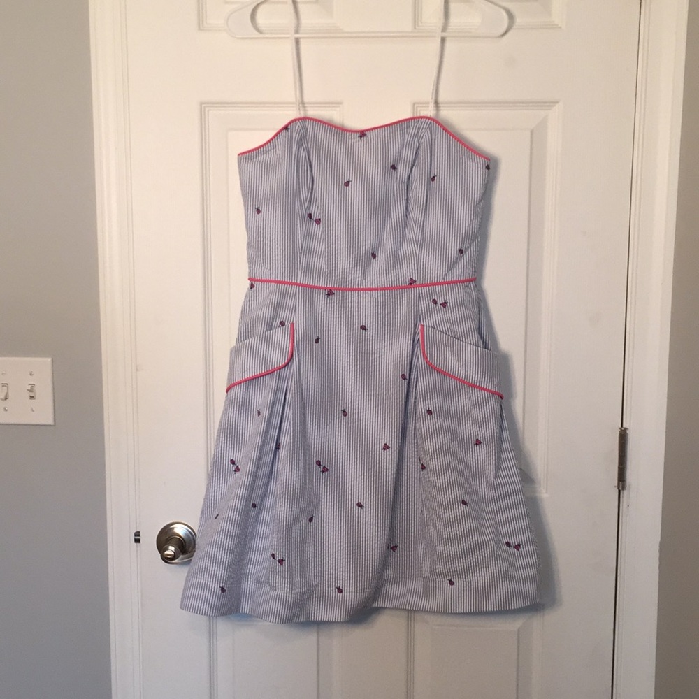 Lilly Pulitzer Strapless Dress with Pink Trim